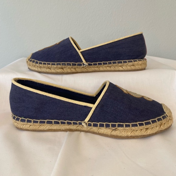 Lilly Pulitzer Lia Espadrilles in true Navy with gold sea horse  size 7 - Picture 7 of 13